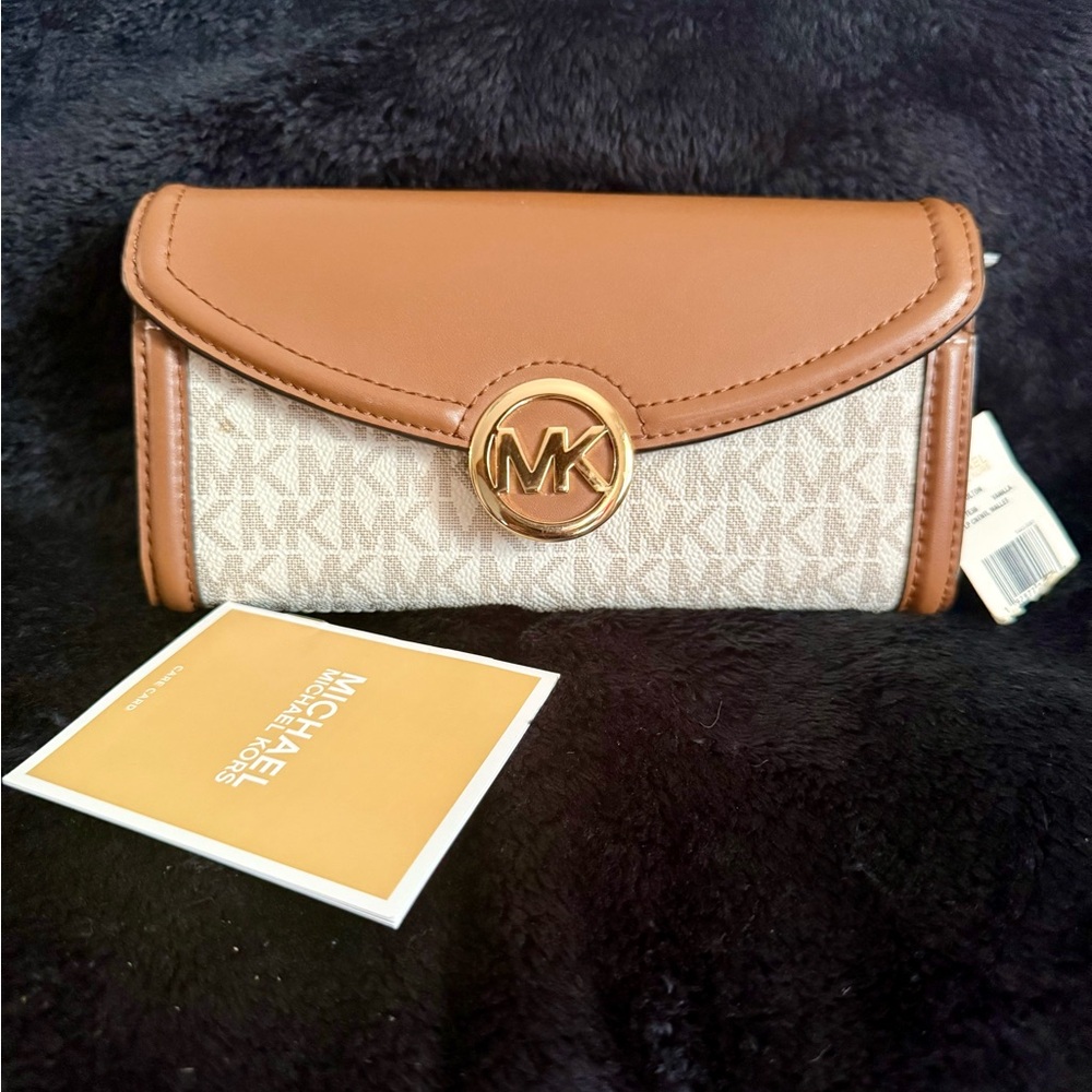 Michael Kors Brown and Cream Monogram Wallet